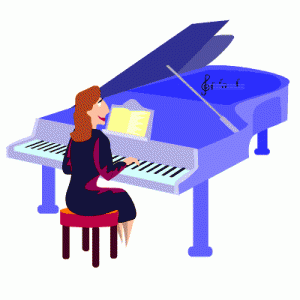 menina tocando piano
