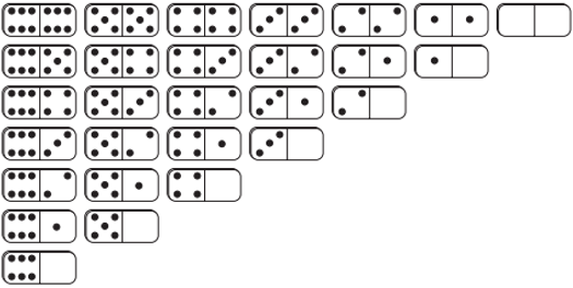 5- Todas as peças de um dominó foram colocadas em uma cadeia de modo que os  números de bolinhas nas 